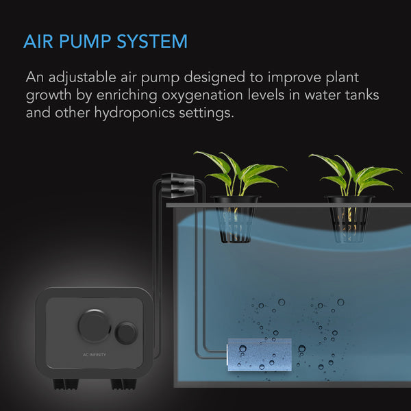AC Infinity Hydroponics Air Pump, Two-Outlet Pumping Kit, 45 GPH (2.8 L/M)