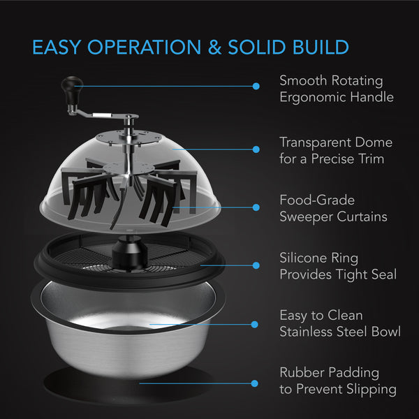 AC INFINITY Bud Bowl Trimmer, Twist Spin Cut with Clear Visibility Dome, 16-Inch