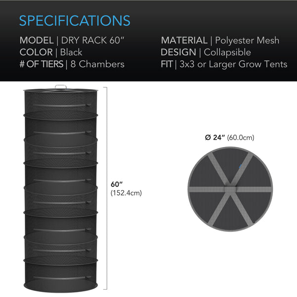 AC Infinity Hanging Herb Drying Rack, 24 in. Diameter, Eight Tiers