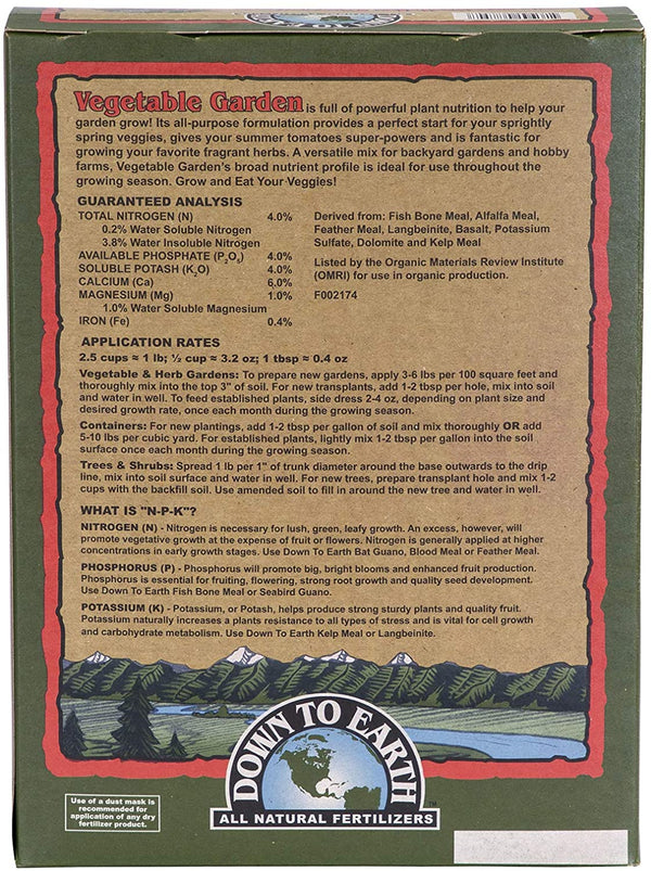 Down to Earth Vegetable Garden4-4-4 Fertilizer-5lb