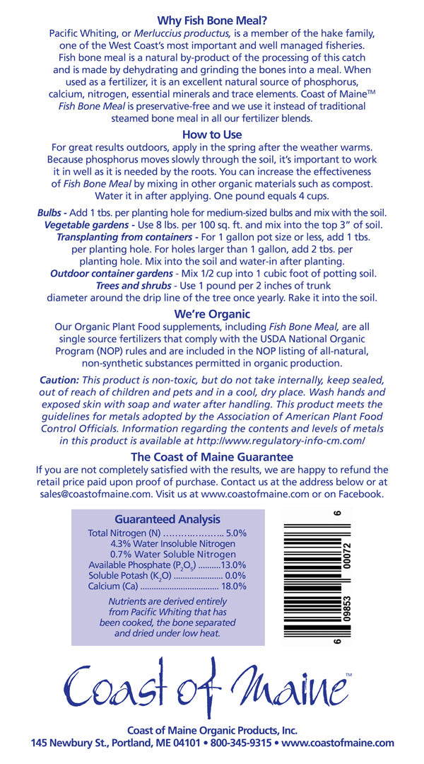 Coast of Maine Fish Bone Meal- 3 lbs