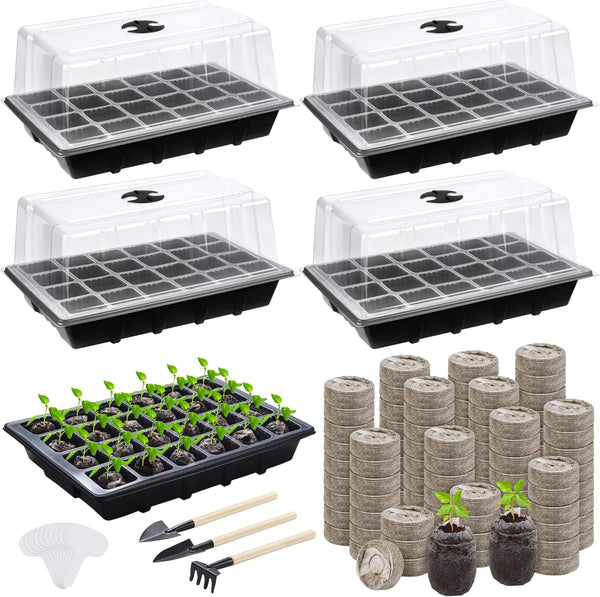 Starter Tray Kit Germination Starter Tray with Humidity Dome and Base With Peat Pellets