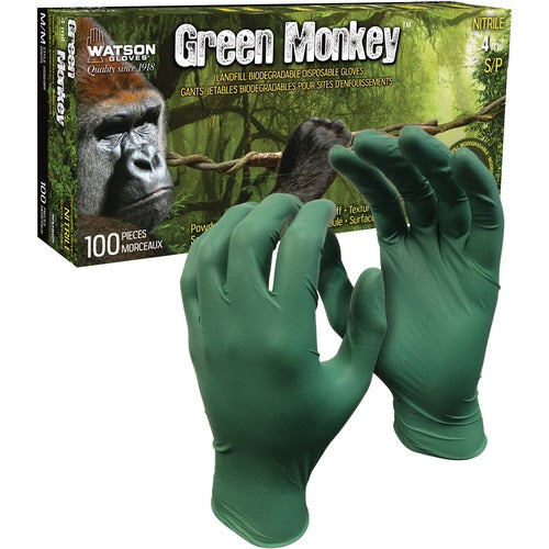 Watson Green Monkey Nitrile Gloves - 50 Pair/Box - Medium - 4mil - Disposable