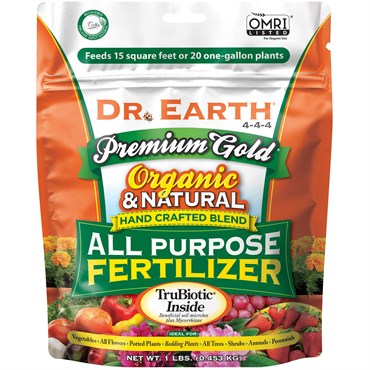 Dr. Earth Premium Gold Organic All Purpose Fertilizer 4-4-4- 1 lb