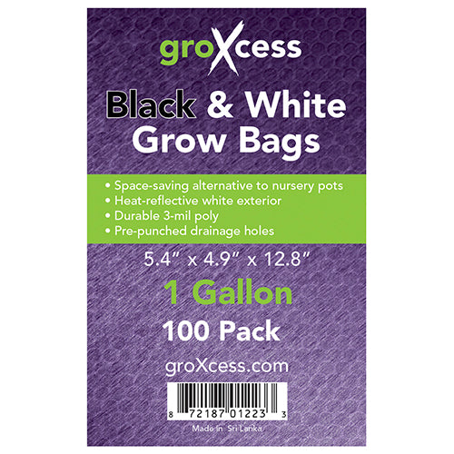 GroXcess Black & White Grow Bags,1 gal, 100 Pack