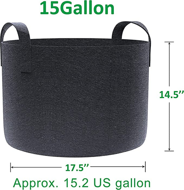 Gardzen 15 Gallon Grow Bags, Aeration Fabric Pots with Handles