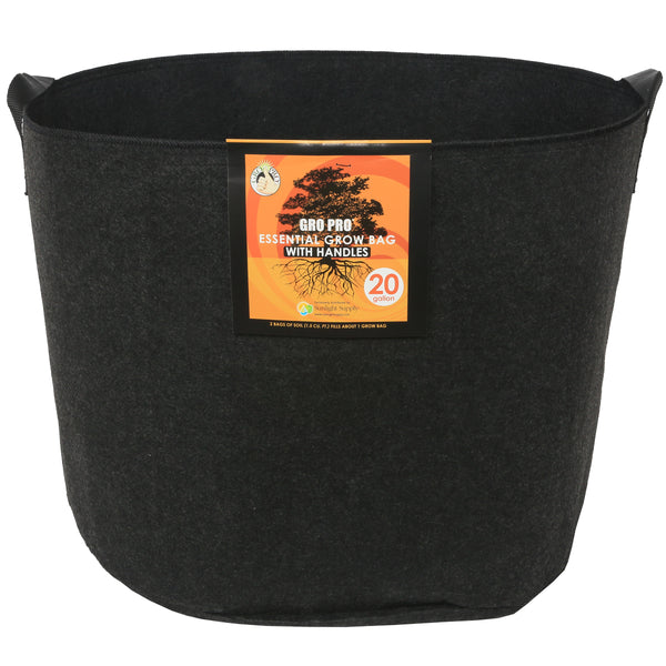 Gro Pro® 20 Gallons Essential Round Fabric Pots with Handles - Black