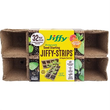 Jiffy-Strips® Peat Strips - 2.5in Square Strip of 8 Pots - 4pk - OMRI Listed®